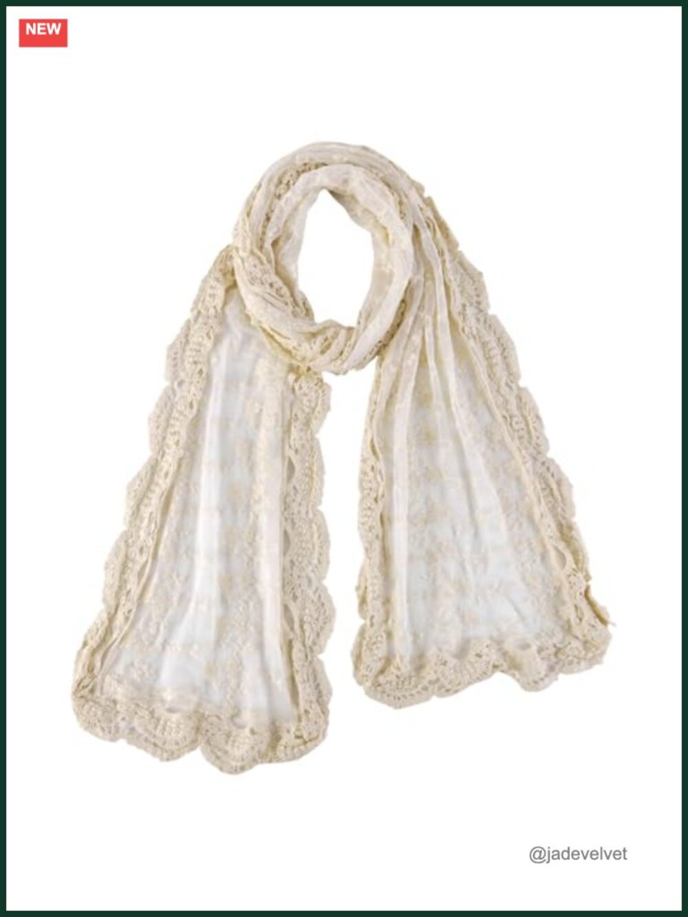 Women's Long Narrow Lace Edge Scarf Shawl Wrap